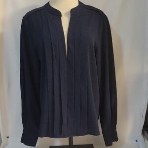 SHEIN Classic Navy Pleated Blouse